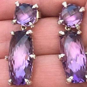 David Yurman Amethyst Diamond Oblong Earrings